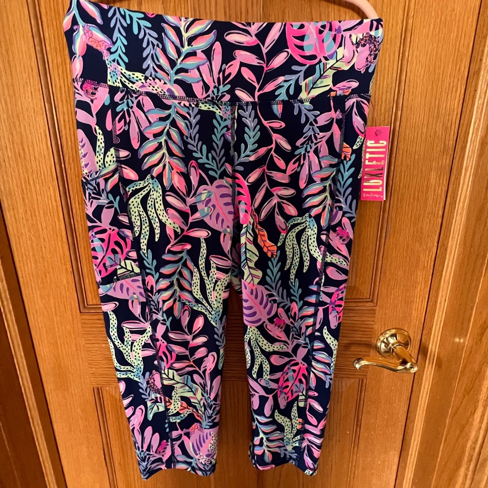 Lilly Pulitzer Weekender high rise crop luxletic XL oyster bay navy
